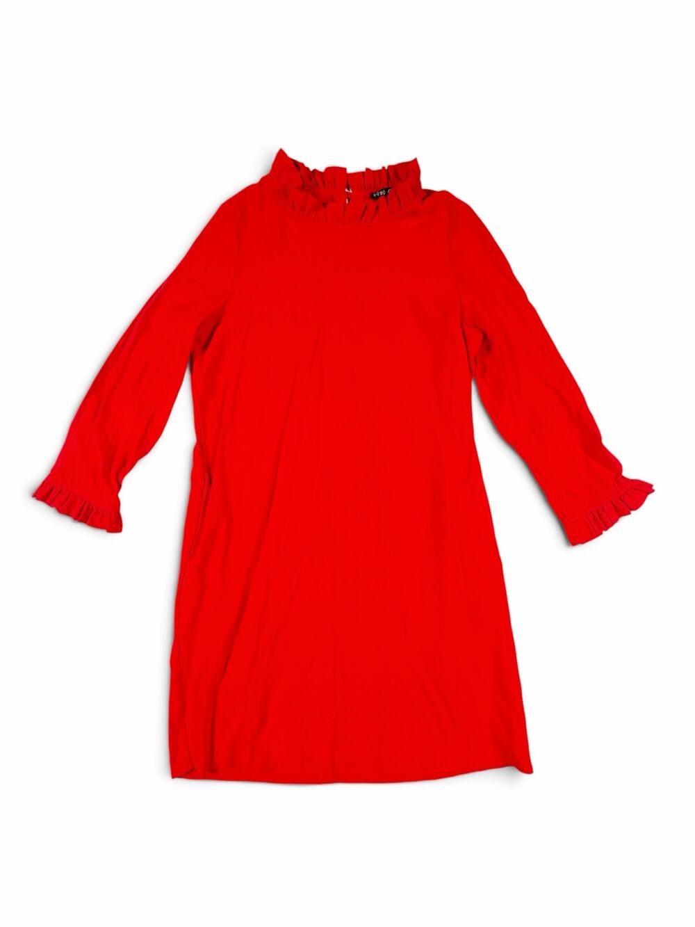 Boho Chic Women’s Ruffle Neck Shift Dress Red XL *Fits more like Large